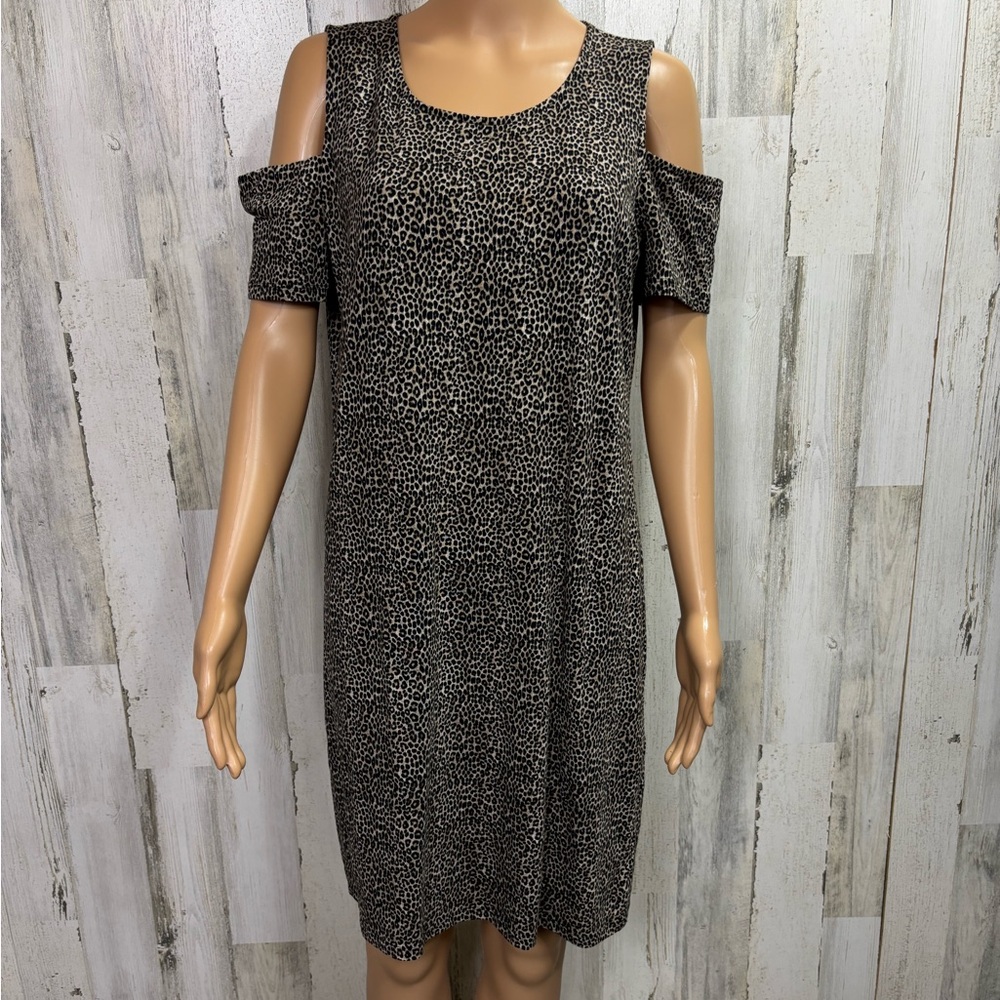 Michael Kors Leopard Print Cold Shoulder‎ Tee Shirt Dress